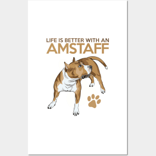 Life is Better with an Amstaff! Especially for American Staffordshire Bull Terrier Dog Lovers! Posters and Art